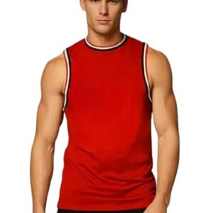 Men's red vest sweater vest (known as a tank top, sleeveless jumper, sleeveless sweater, sleeveless pullover or slipover